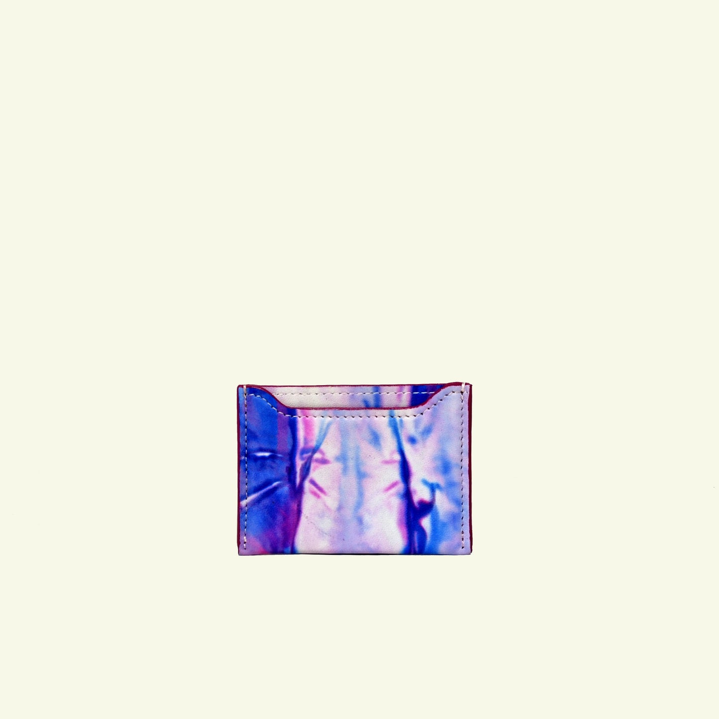 Card holder in airbrushed calfskin "Baby Colors Tie Dye"