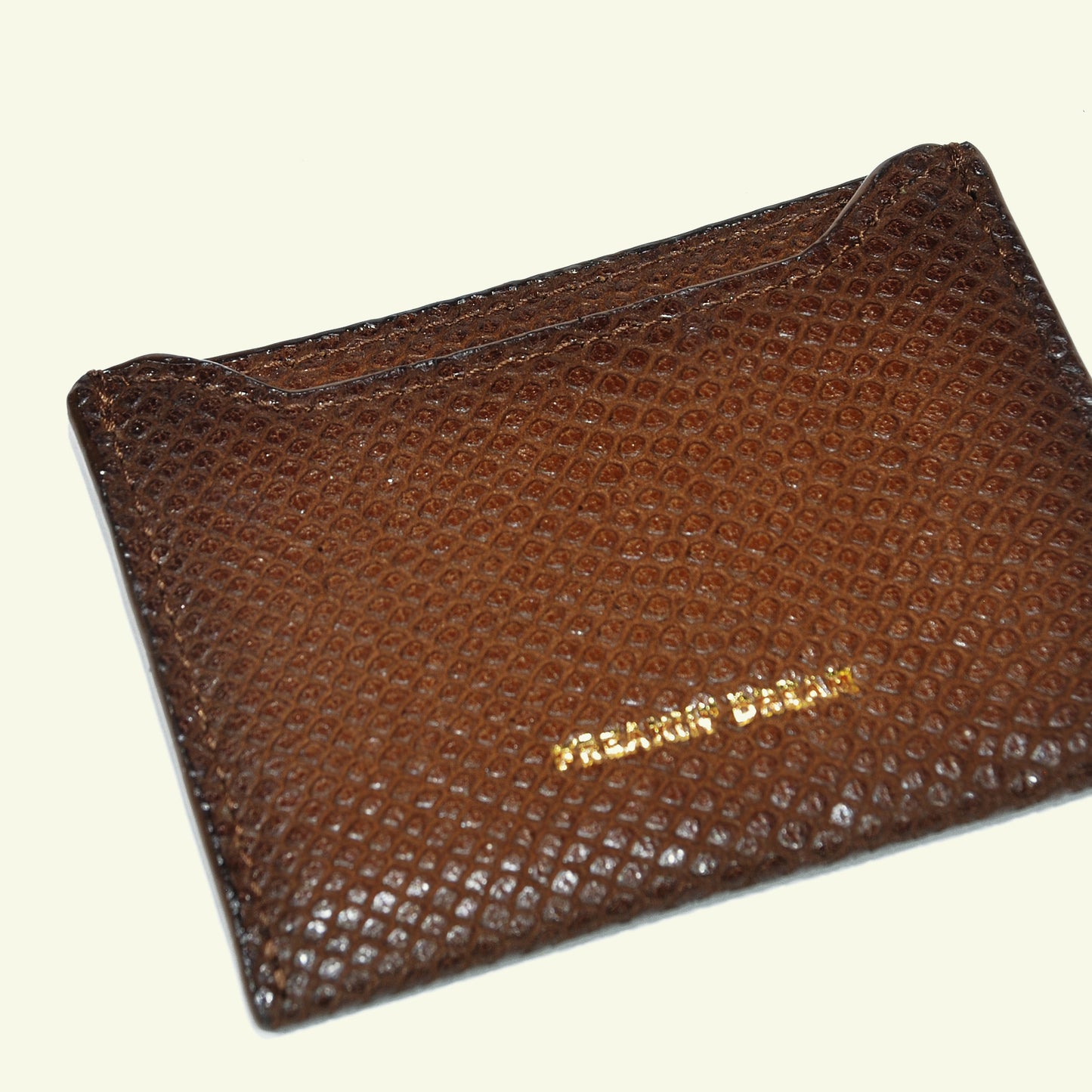 Card holder in airbrushed calfskin "Caramel Reptile"