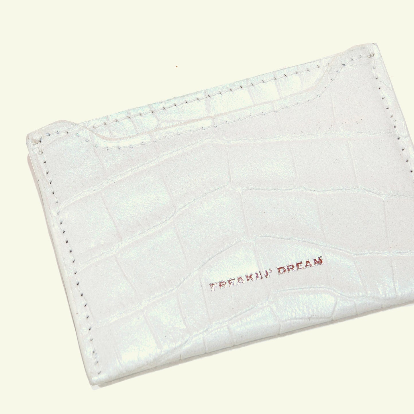 Card holder in airbrushed calfskin "Croco Pearl"