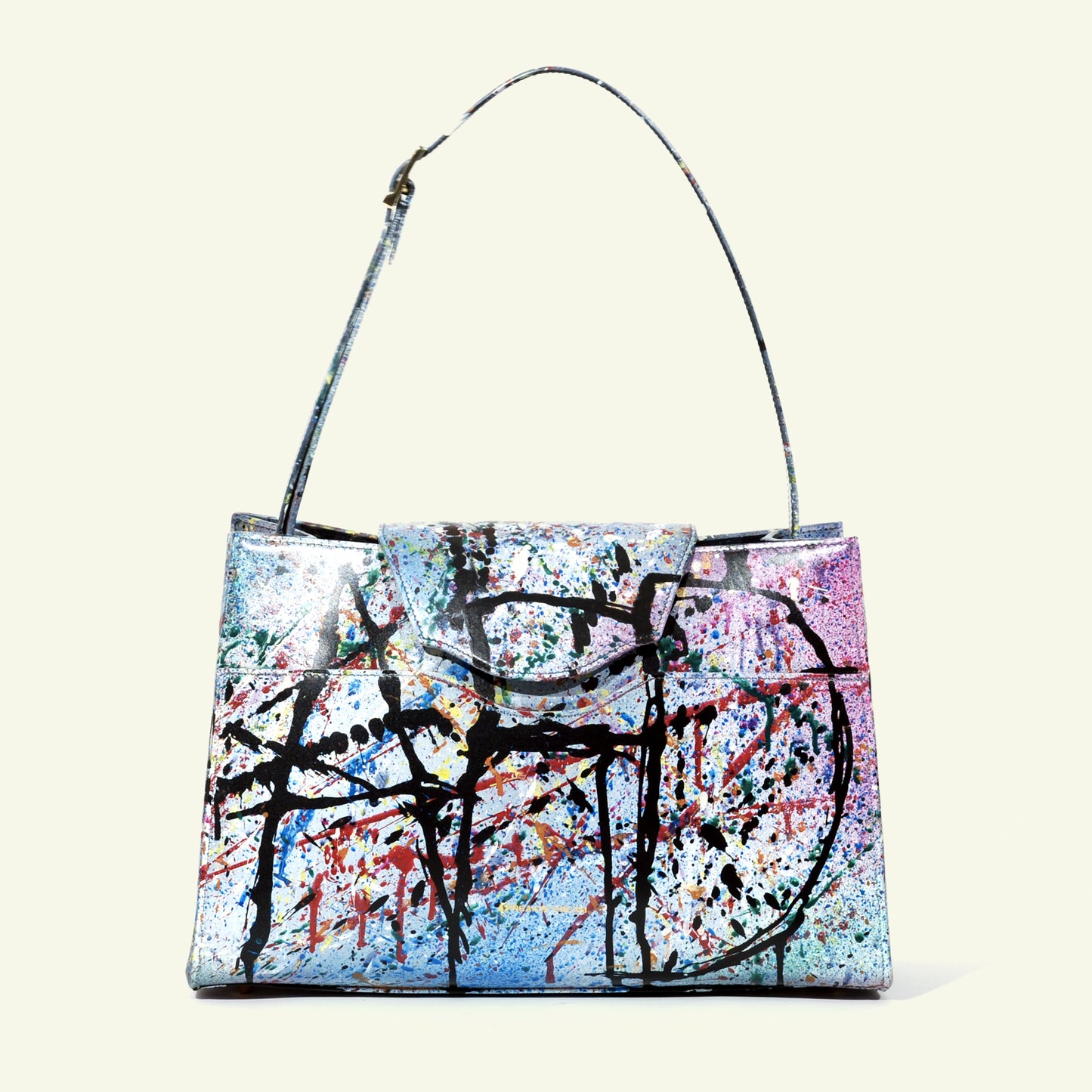 Large Pascale Bag in airbrushed leather "AFD Multicolor Attack"