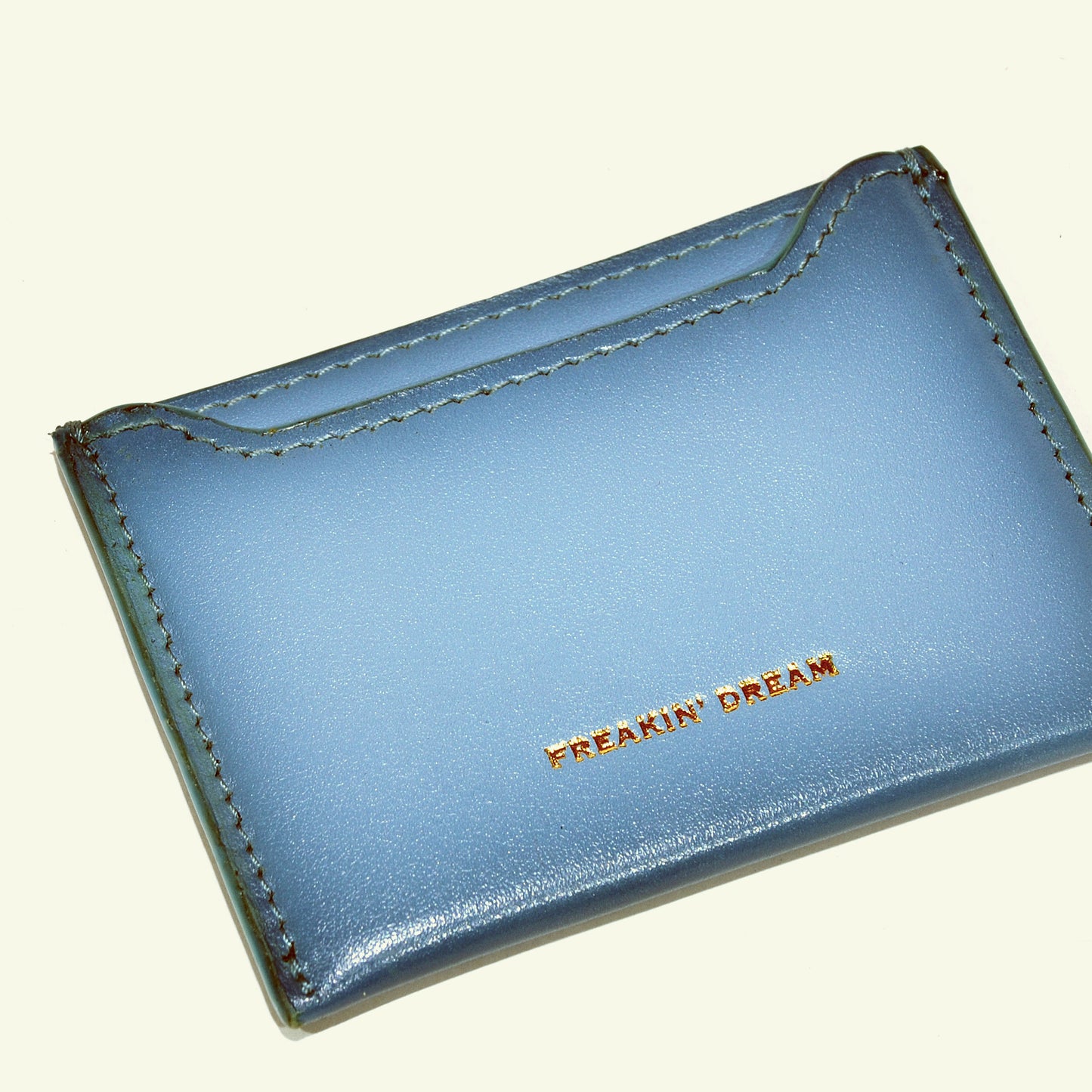 Card holder in airbrushed calfskin "Cloudy Day"