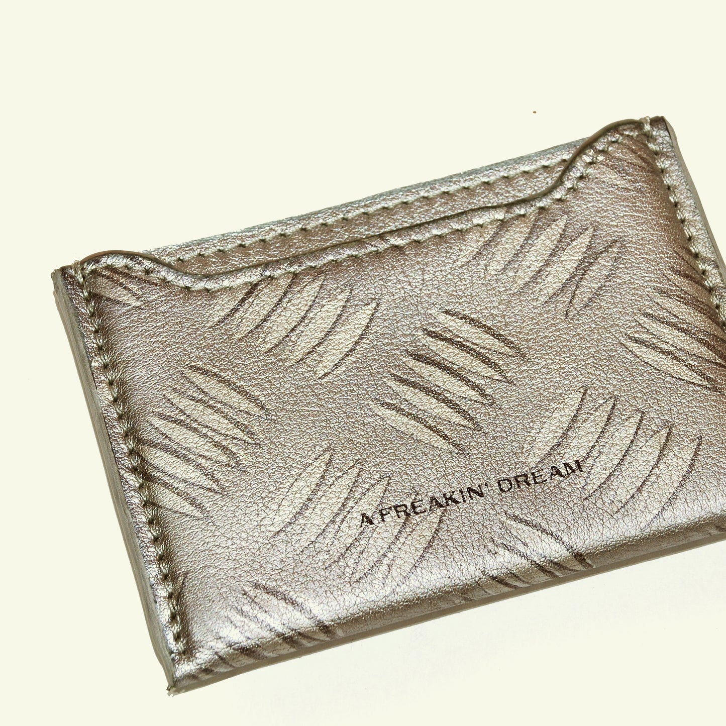 Card holder in airbrushed calfskin "Steel Trompe-l’Œil"