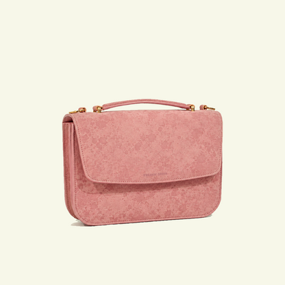 Tori Bag aus airbrush-bemaltem Kalbsveloursleder “Burnt Wheat”