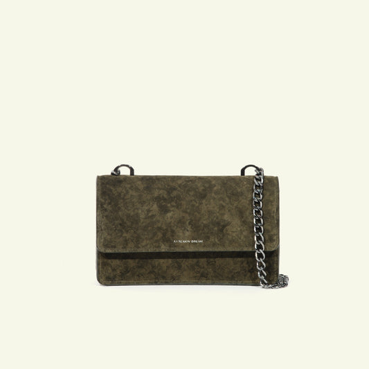Brenda bag in airbrushed suede "Green stains"