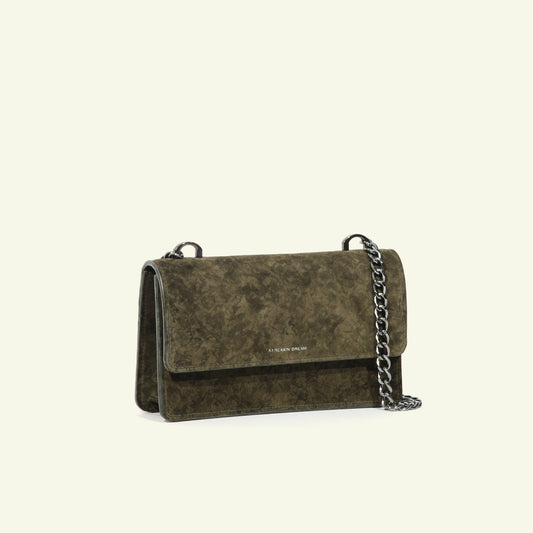 Brenda bag in airbrushed suede "Green stains"