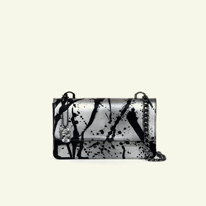 Brenda Bag in airbrushed leather "Liquid silver"