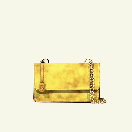 Brenda Bag in airbrushed leather "Yellow tie dye"