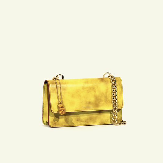 Brenda Bag in airbrushed leather "Yellow tie dye"