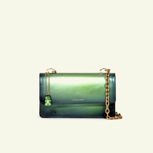 Brenda Bag in airbrushed leather "Heavy green metal"