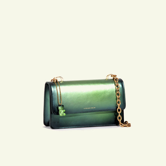 Brenda Bag in airbrushed leather "Heavy green metal"