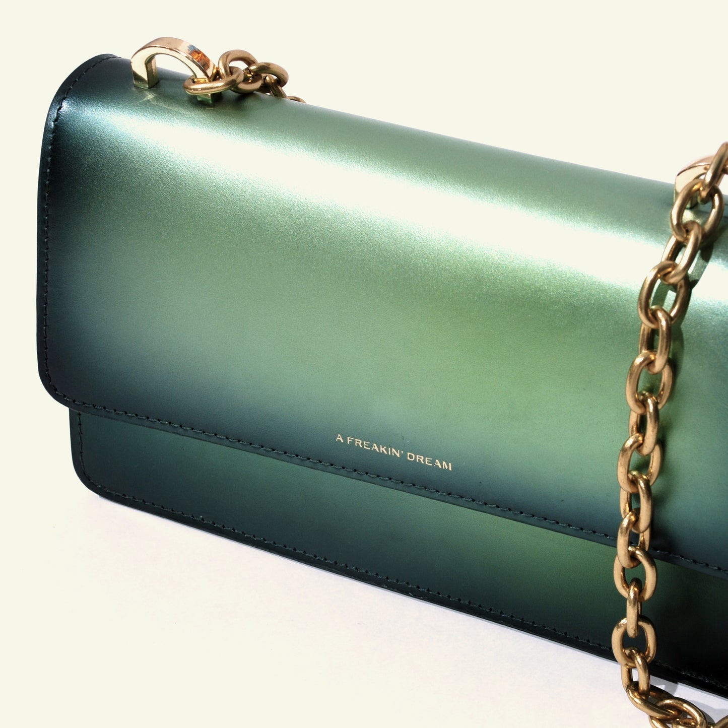 Brenda Bag in airbrushed leather "Heavy green metal"