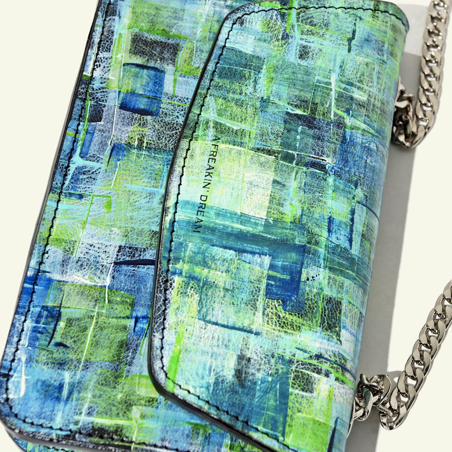 Gia Bag in airbrushed leather "Our Own Bouclè In Acid Green"