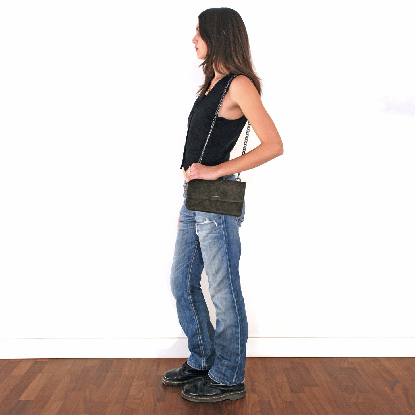 Brenda bag in airbrushed suede "Green stains"