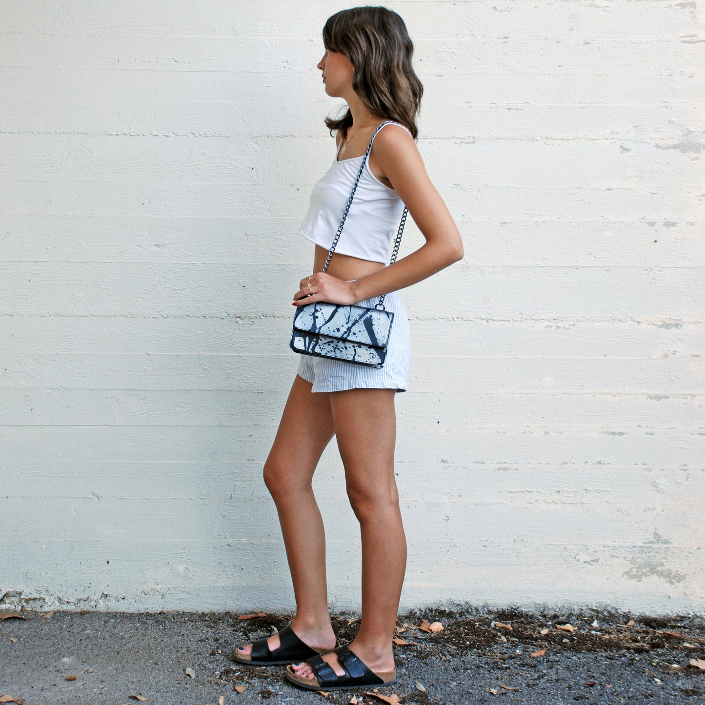 Brenda Bag in airbrushed leather "Liquid silver"