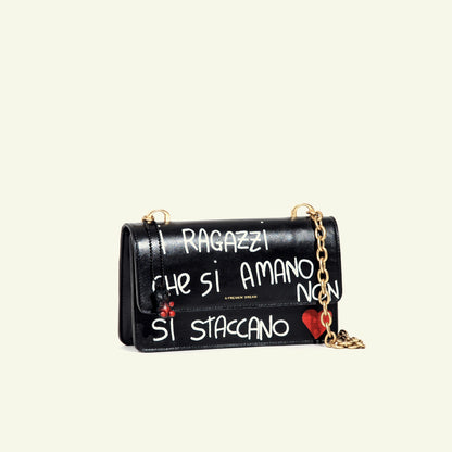 Brenda Bag in hand-painted leather "I ragazzi che si amano..."