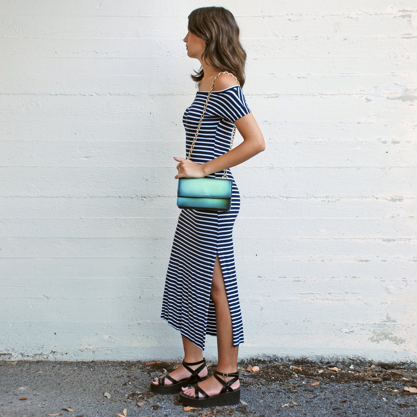 Brenda Bag in airbrushed leather "Heavy green metal"