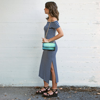 Brenda Bag in airbrushed leather "Heavy green metal"