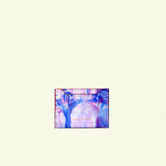 Card holder in airbrushed calfskin "Baby Colors Tie Dye"