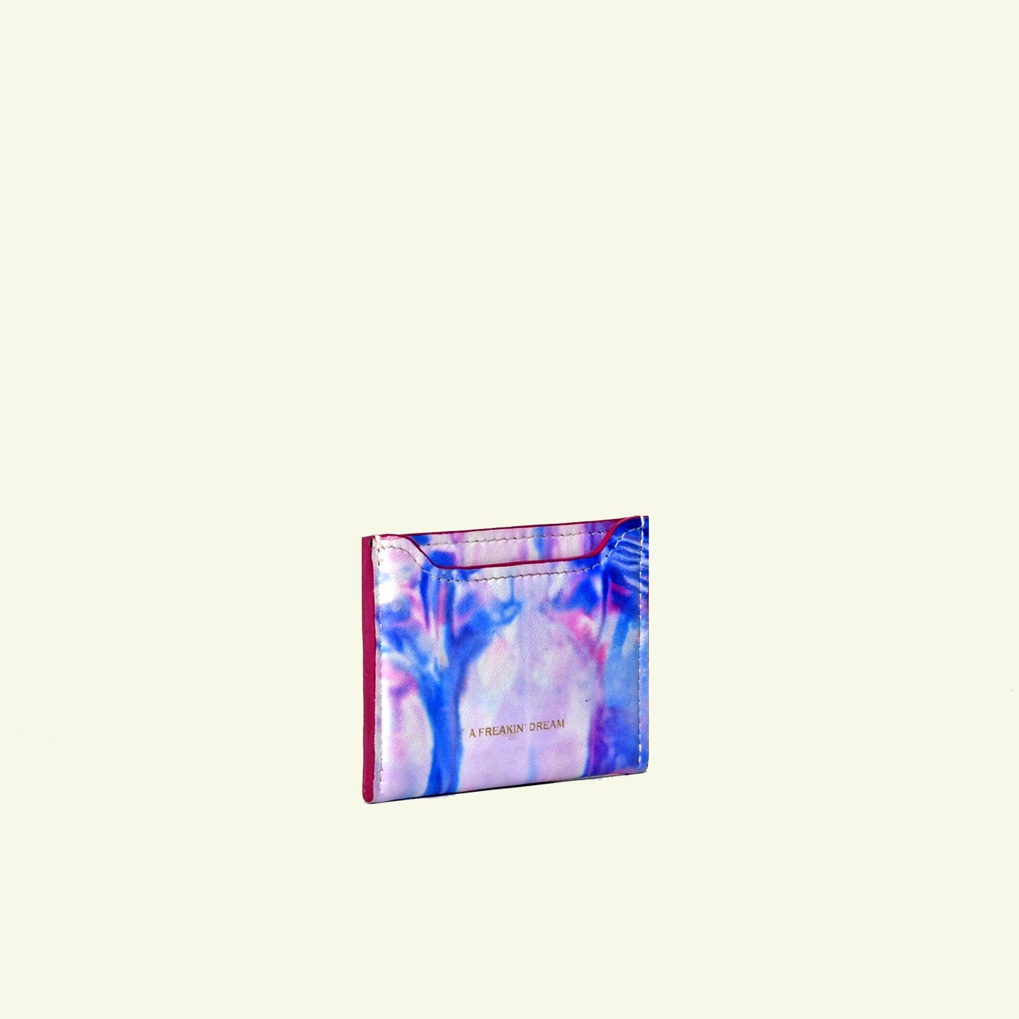 Card holder in airbrushed calfskin "Baby Colors Tie Dye"