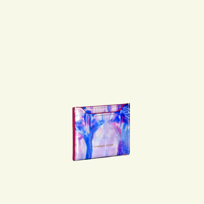 Card holder in airbrushed calfskin "Baby Colors Tie Dye"