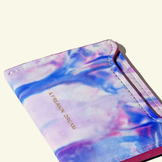 Card holder in airbrushed calfskin "Baby Colors Tie Dye"