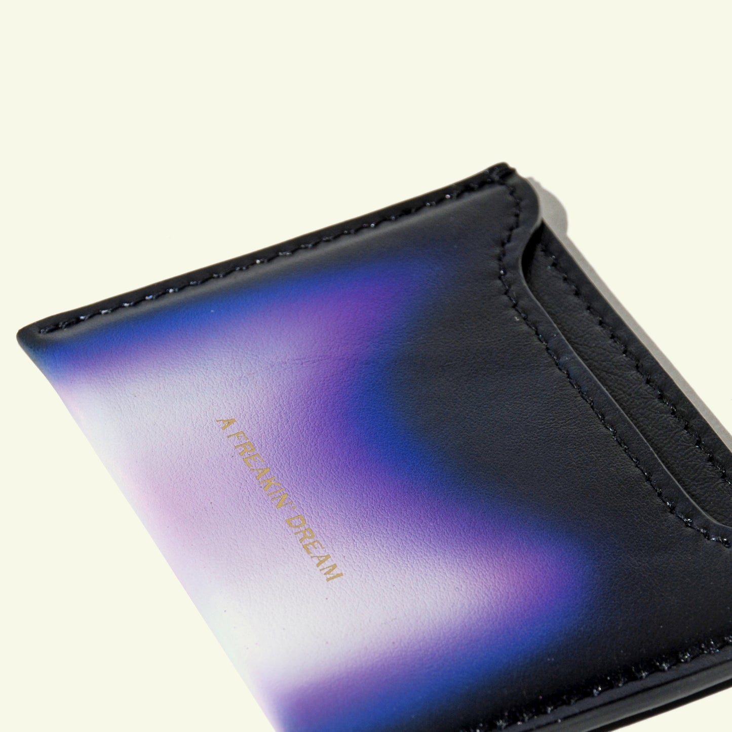 Card holder in airbrushed calfskin "Blue Flame"