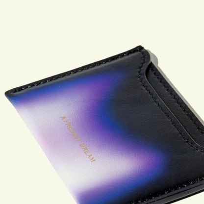 Card holder in airbrushed calfskin "Blue Flame"