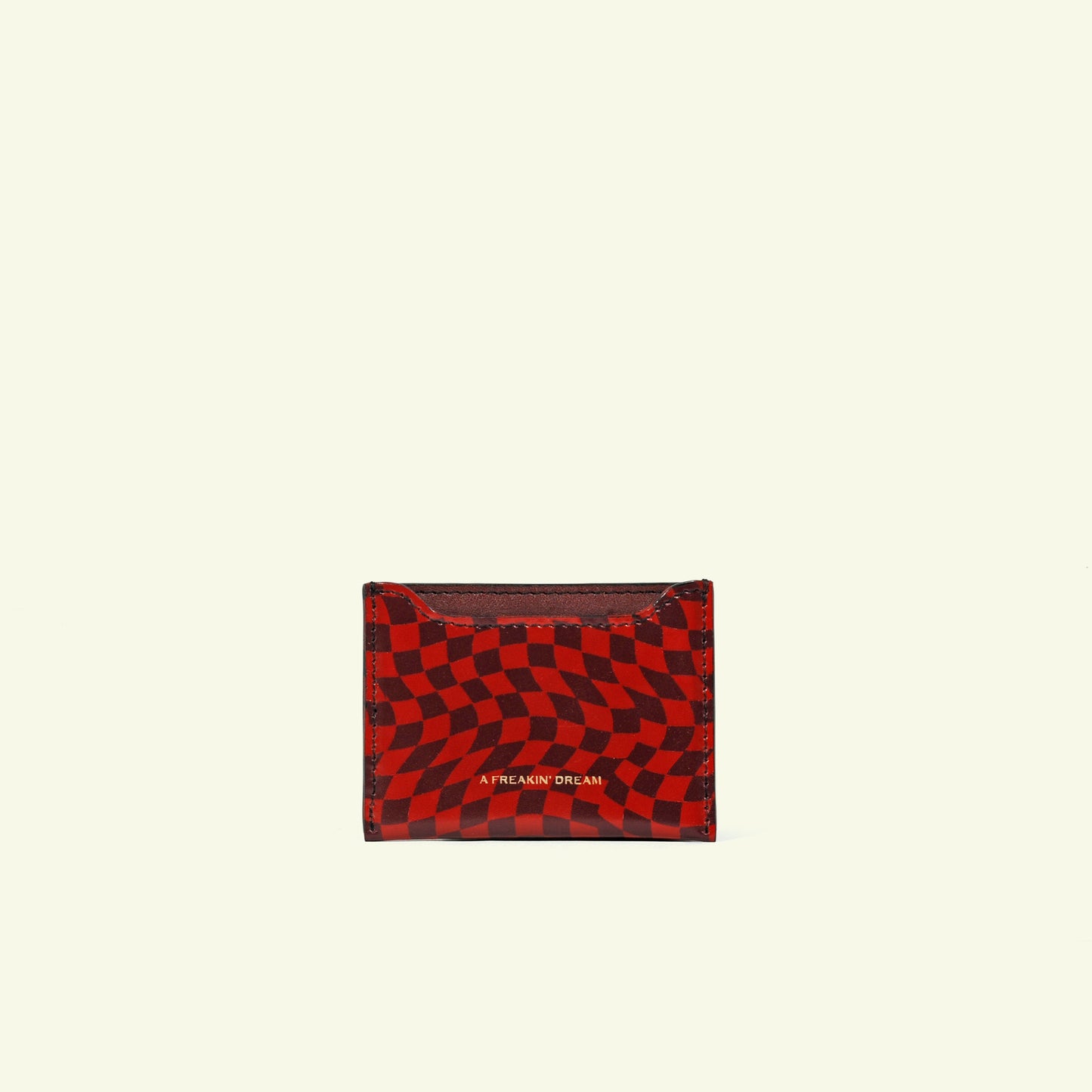 Card holder in airbrushed calfskin "Red Symphony Damier"
