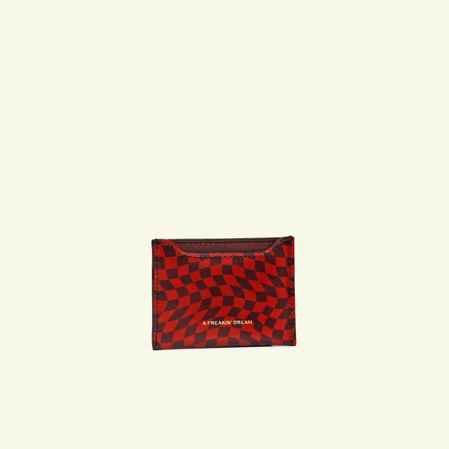 Card holder in airbrushed calfskin "Red Symphony Damier"
