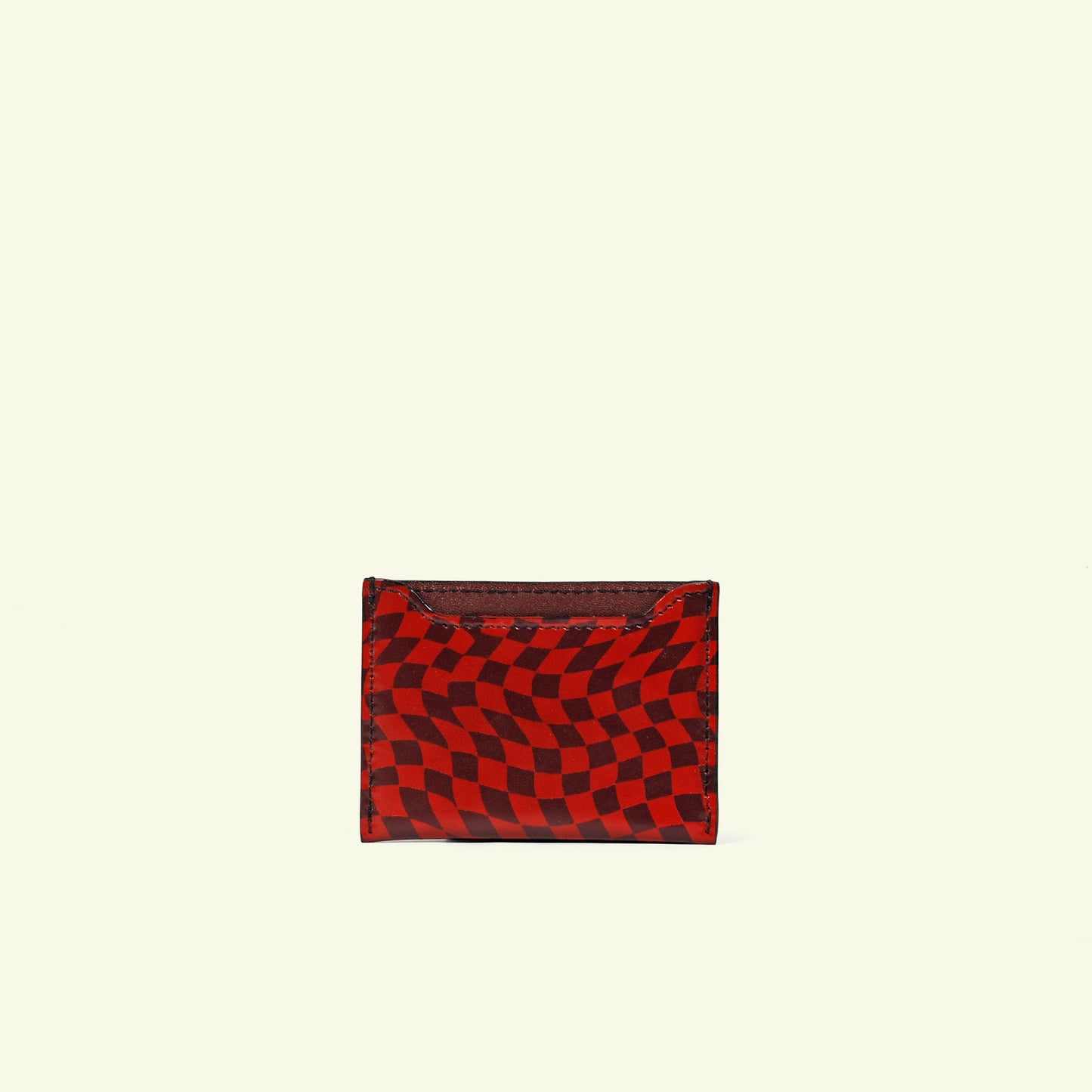 Card holder in airbrushed calfskin "Red Symphony Damier"