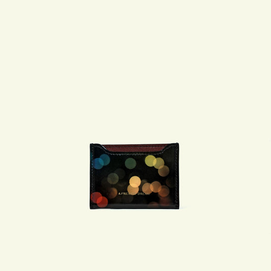 Card holder in airbrushed calfskin "Blurred Lights"
