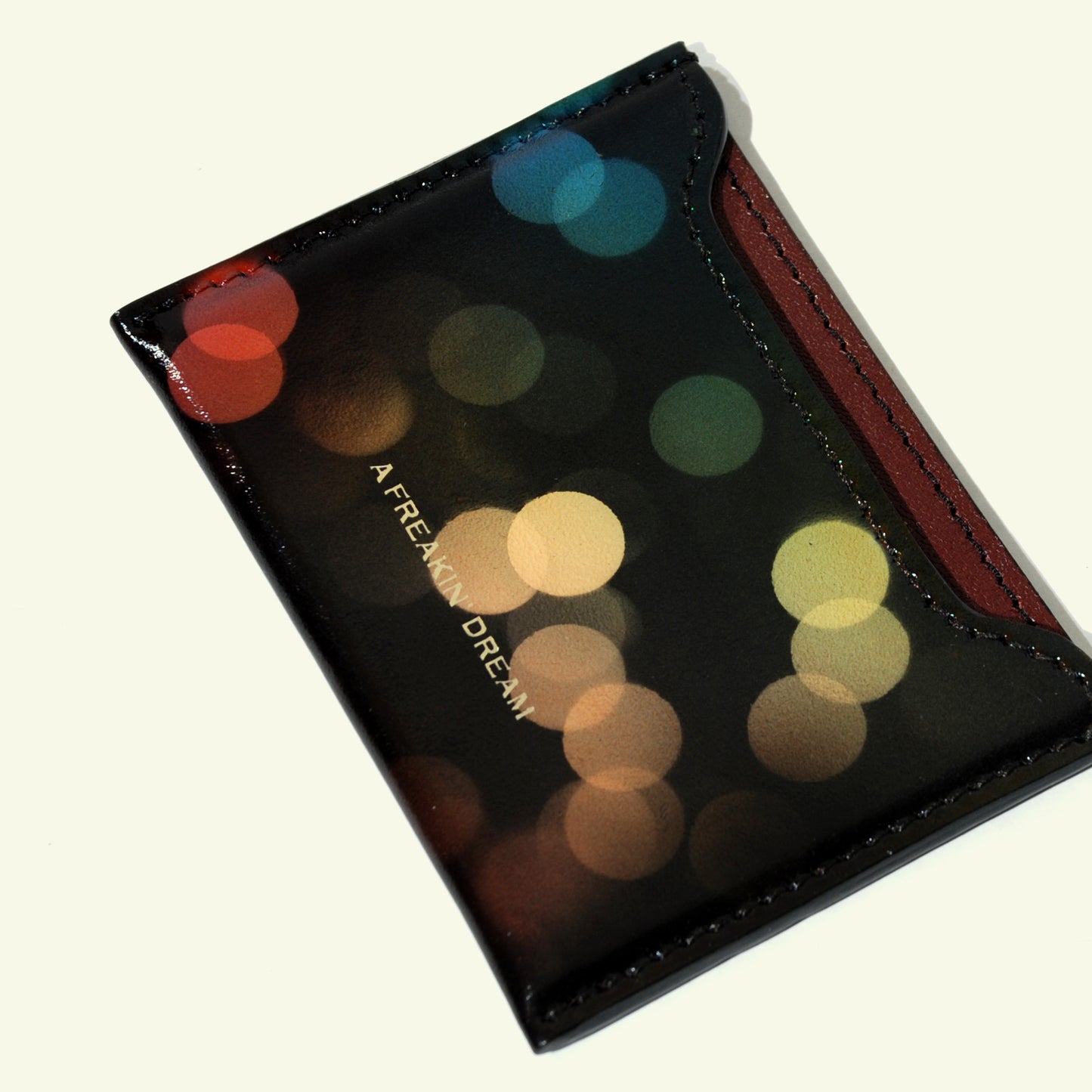 Card holder in airbrushed calfskin "Blurred Lights"