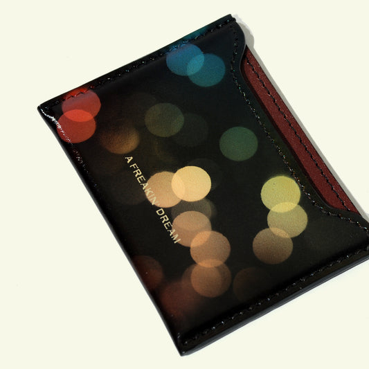 Card holder in airbrushed calfskin "Blurred Lights"