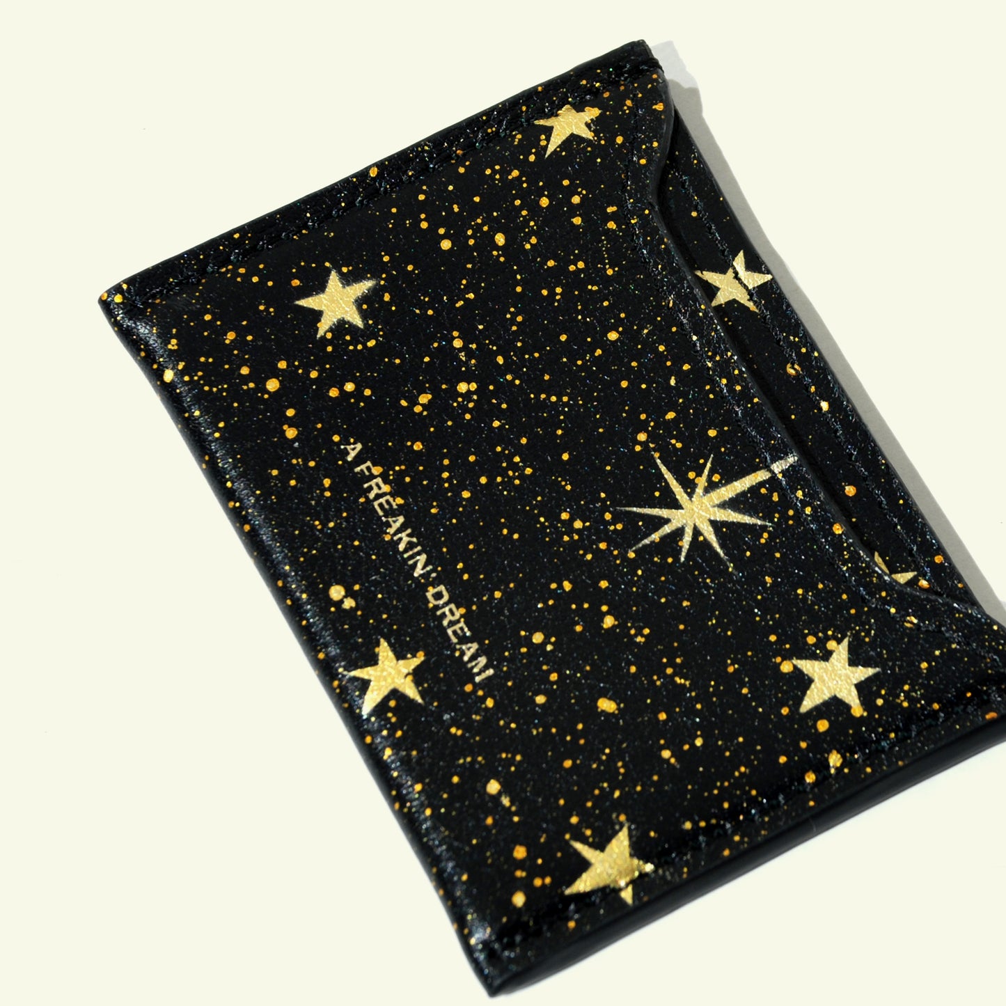 Card holder in airbrushed calfskin "Sky Full Of Stars"