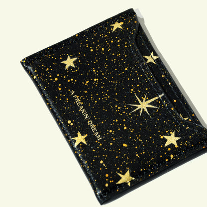 Card holder in airbrushed calfskin "Sky Full Of Stars"