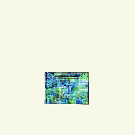 Card holder in airbrushed calfskin "Our Own Bouclè In Acid Green"