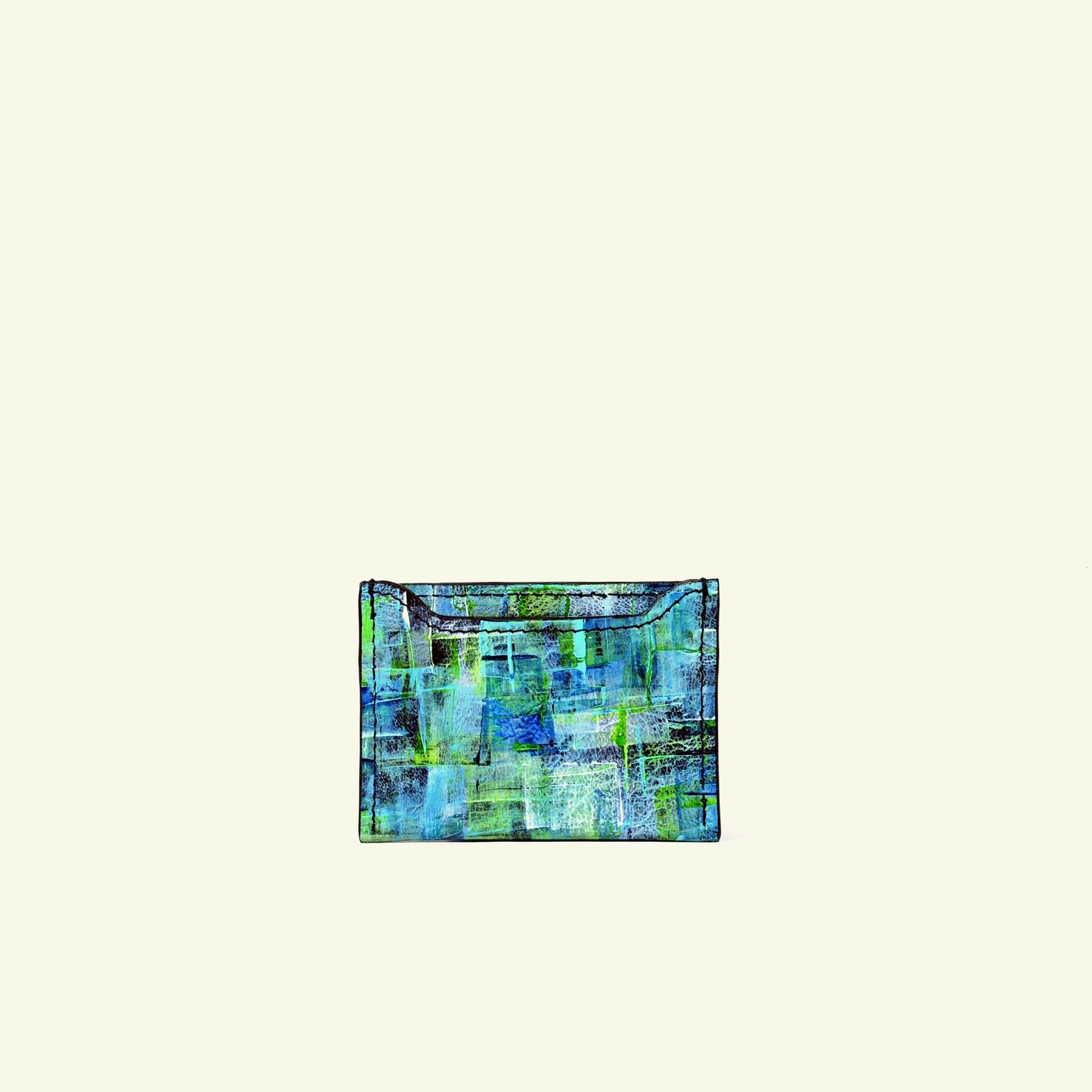 Card holder in airbrushed calfskin "Our Own Bouclè In Acid Green"