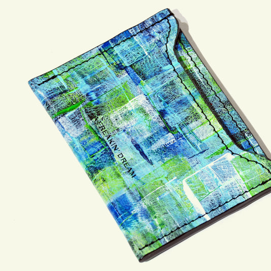Card holder in airbrushed calfskin "Our Own Bouclè In Acid Green"
