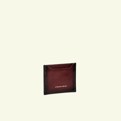 Card holder in airbrushed calfskin "Shiny Burgundy #45082c"