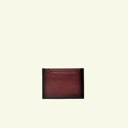 Card holder in airbrushed calfskin "Shiny Burgundy #45082c"