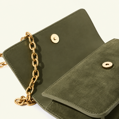 Brenda Sage suede bag – interior detail