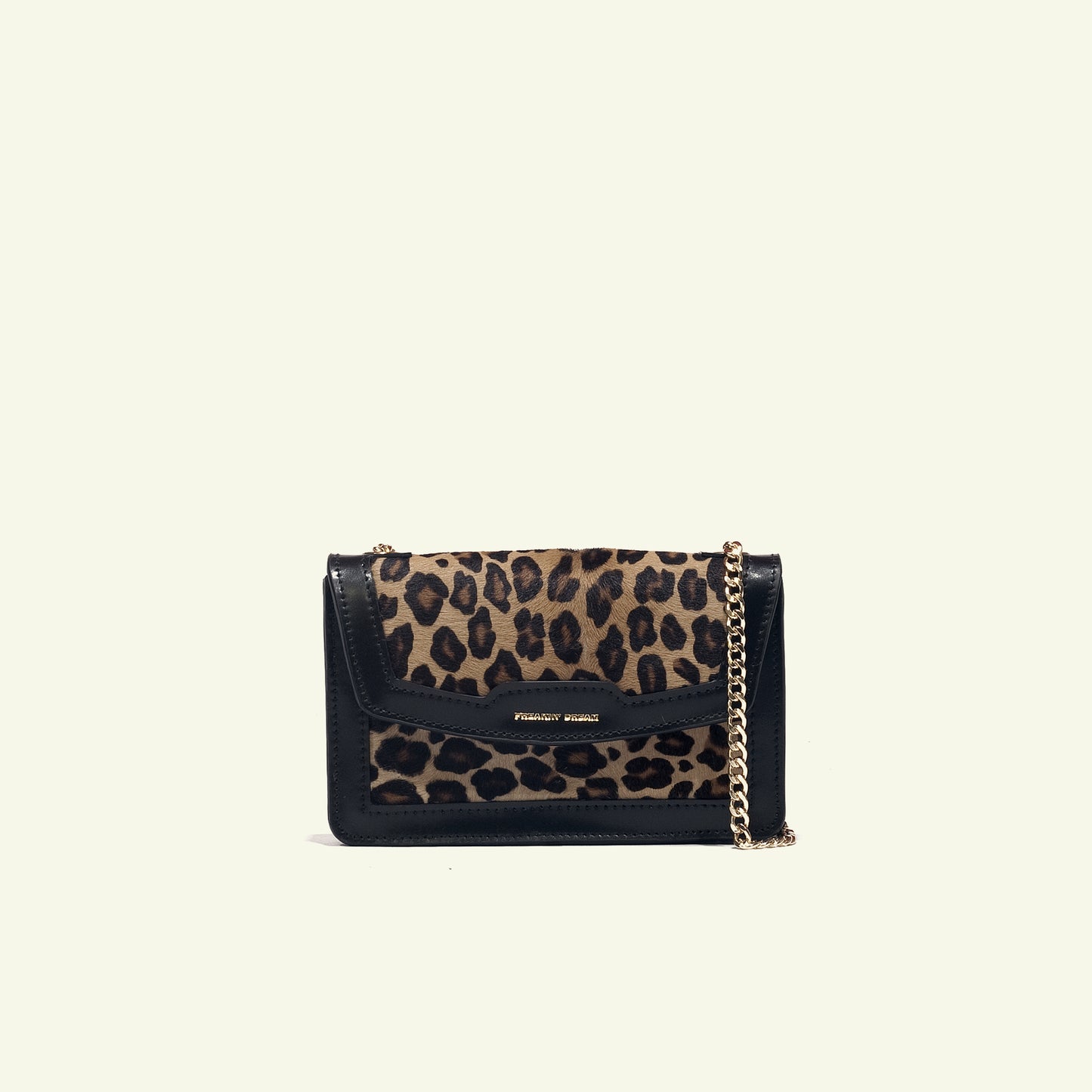 Borsa Gia in Cavallino Leopardato con Frame in Vitello Nero