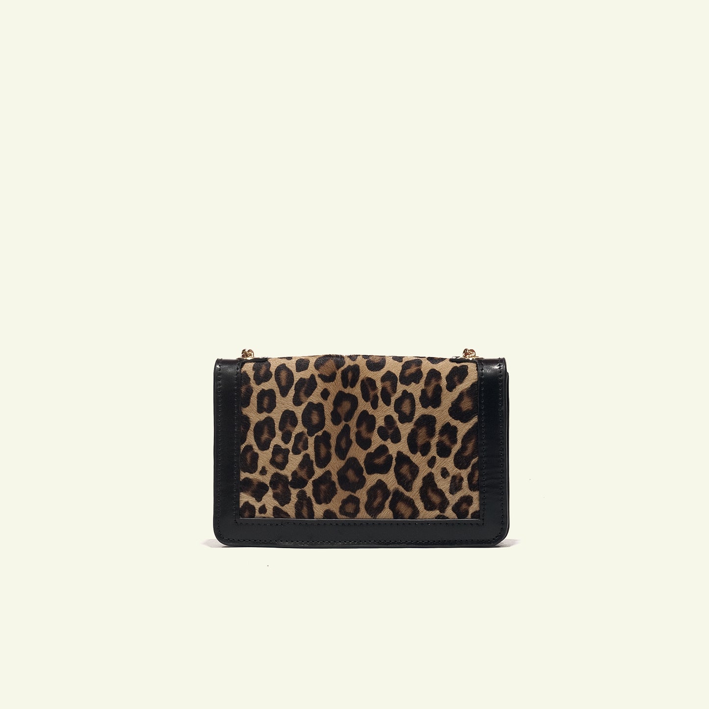 Borsa Gia in Cavallino Leopardato con Frame in Vitello Nero