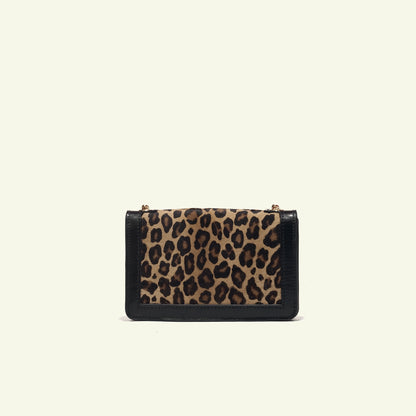 Borsa Gia in Cavallino Leopardato con Frame in Vitello Nero