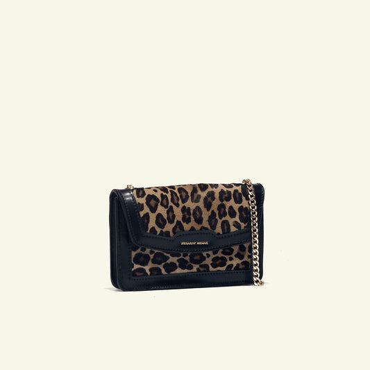 Borsa Gia in Cavallino Leopardato con Frame in Vitello Nero