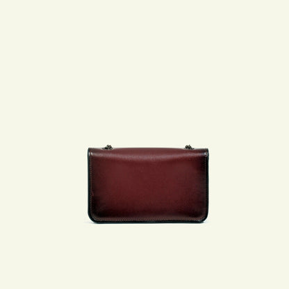 Borsa Gia in pelle aerografata "Shiny Burgundy #45082c"