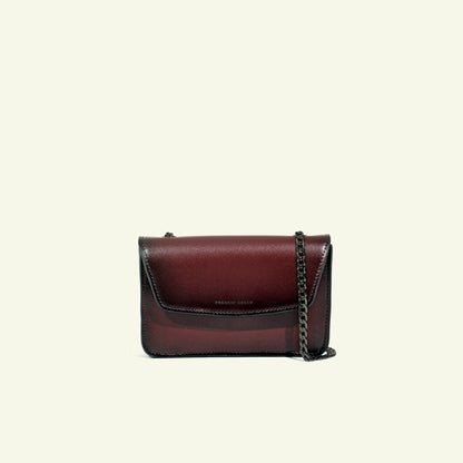 Borsa Gia in pelle aerografata "Shiny Burgundy #45082c"