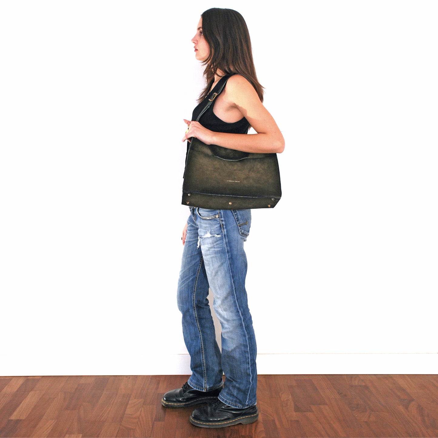 Large Pascale Bag in airbrushed suede "Britsh Green"