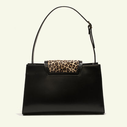 Borsa Pascale in Cavallino Leopardato e Pelle Nera