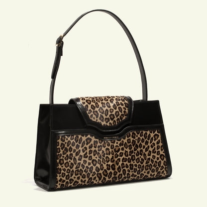 Borsa Pascale in Cavallino Leopardato e Pelle Nera
